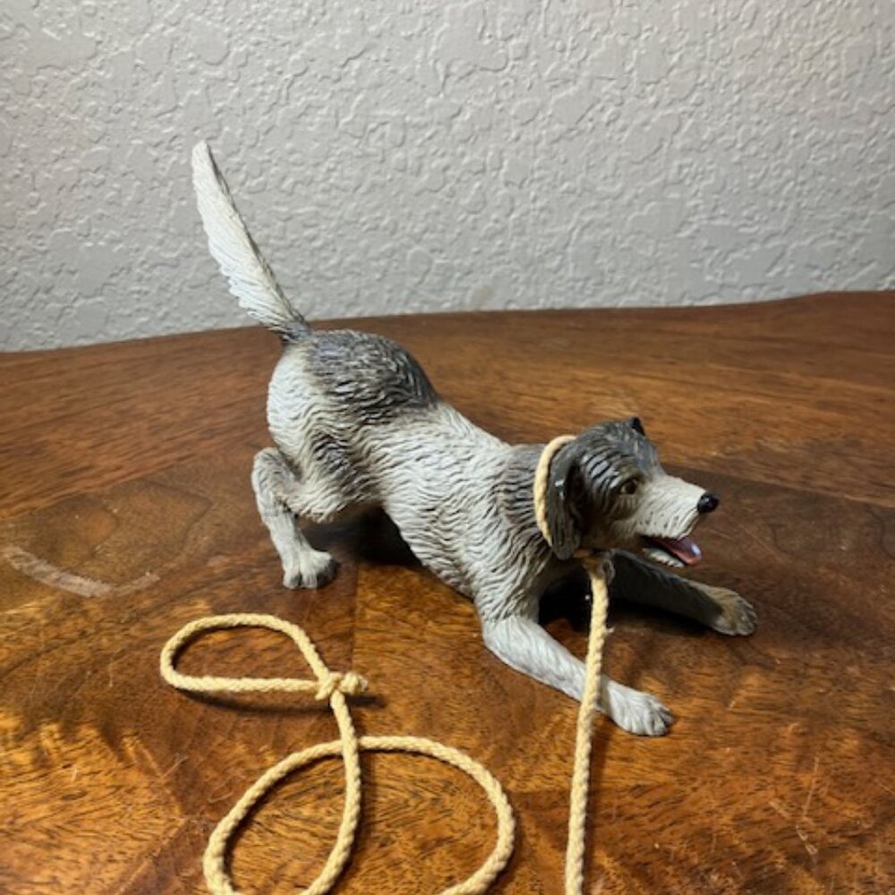 Dog on a Leash Figurine "Just‎ a Playful Mutt"